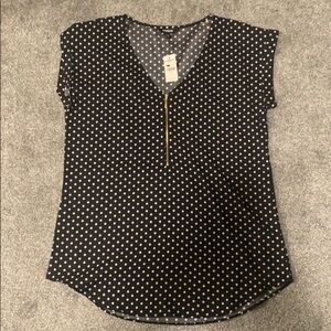 Express Black and White Polka Dot Blouse